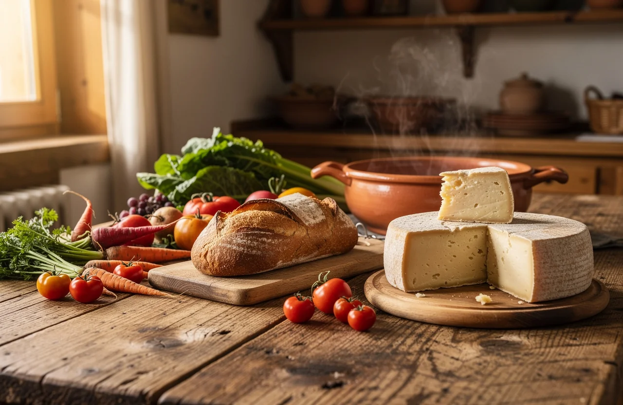 Table dressée dans une ferme de montagne